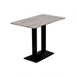 Turin Metal Base Rectangle Poseur Table with Laminate Top in Concrete