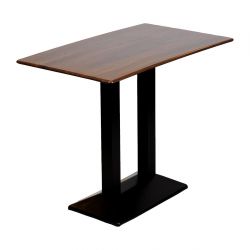 Turin Metal Base Rectangle Poseur Table with Laminate Top in Walnut