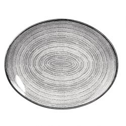 Churchill Studio Prints Homespun Stone Grey Oval Coupe Plate 317 x 255mm (Pack of 12)