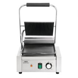 Nisbets Essentials Single Cast Iron Plate Contact Grill (Ribbed/Flat) - 1.8kW