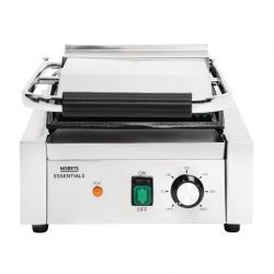 Nisbets Essentials Single Cast Iron Plate Contact Grill (Ribbed/Flat) - 1.8kW