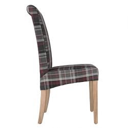 Bolero Austin Dining Chairs Grey Tartan (2 pack)