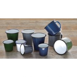 Olympia Enamel Mugs Blue 350ml (Pack of 6)