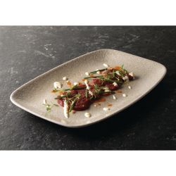 Churchill Raku Oblong Chef Plates Agate Grey 157 x 237mm (Pack of 12)