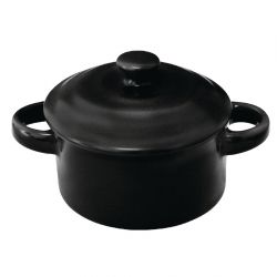Olympia Mini Round Pots Black 142ml 5oz (4 pack)