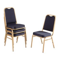 Bolero Square Back Banquet Chairs Blue & Gold (4 pack)