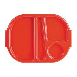 Olympia Kristallon Large Polypropylene Compartment Food Trays Red 374mm (Pack of 10)