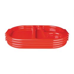 Olympia Kristallon Large Polypropylene Compartment Food Trays Red 374mm (Pack of 10)