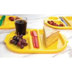 Olympia Kristallon Small Polypropylene Compartment Food Trays Yellow 321mm (Pack of 10)