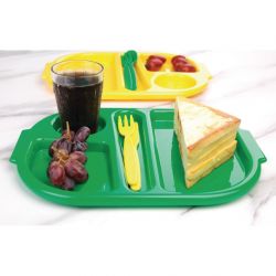 Olympia Kristallon Small Polypropylene Compartment Food Trays Green 321mm (Pack of 10)