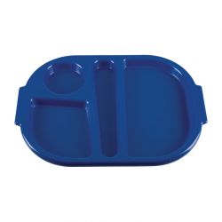 Olympia Kristallon Small Polypropylene Compartment Food Trays Blue 321mm (Pack of 10)