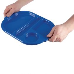 Olympia Kristallon Small Polypropylene Compartment Food Trays Blue 321mm (Pack of 10)