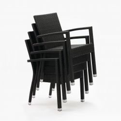 Bolero PE Wicker Armchairs Charcoal (4 pack)