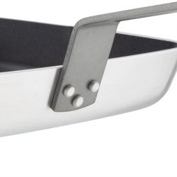 Vogue Aluminium Square Non-Stick Teflon Ribbed Skillet Pan 24cm