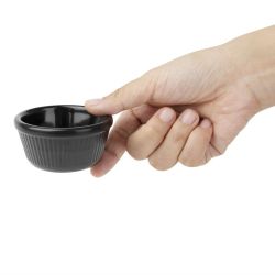 Olympia Kristallon Melamine Fluted Ramekins Black 70mm (12 pack)