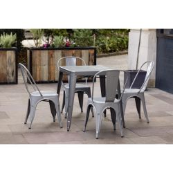 Bolero Bistro Square Steel Table Gun Metal 668mm