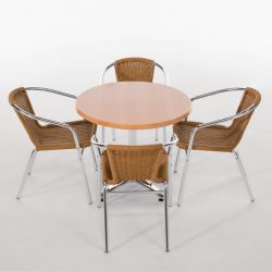 Bolero Aluminium and Natural Wicker Chair (4 pack)
