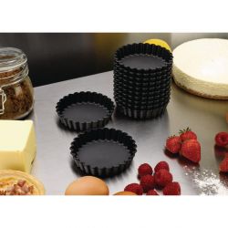 Matfer Bourgeat Exoglass Round Fluted Tartlet Mould 100mm (12 pack)