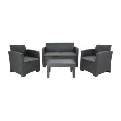 Bolero PP Armchair and Table Wicker Set Grey