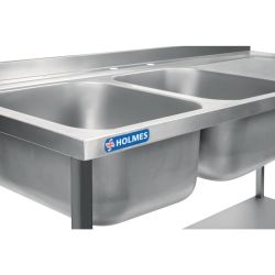 Vogue Stainless Steel Double Sink Right Hand Drainer