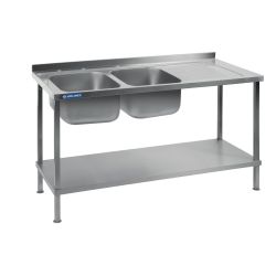 Vogue Stainless Steel Double Sink Right Hand Drainer