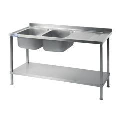 Vogue Stainless Steel Double Sink Right Hand Drainer
