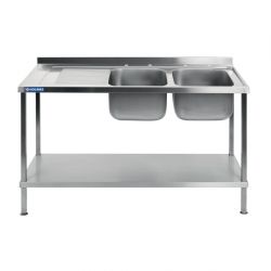 Vogue Stainless Steel Double Sink Left Hand Drainer