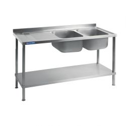 Vogue Stainless Steel Double Sink Left Hand Drainer