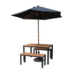 Bolero Rectangular Steel and Acacia Benches 1000mm (2 pack)