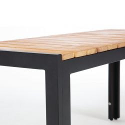Bolero Rectangular Steel and Acacia Benches 1000mm (2 pack)