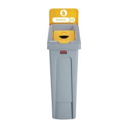 Rubbermaid Slim Jim Plastic Recycling Station Yellow 87Ltr