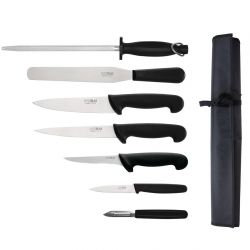 Hygiplas 7-Piece Starter Knife Set with 20cm Chef Knife & Roll Bag