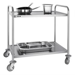 Vogue Stainless Steel 2 Tier Clearing Trolley Large