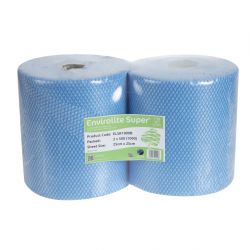 EcoTech Envirolite Super Antibacterial Cleaning Cloths Blue (Roll of 2 x 500) (Pack of 2)