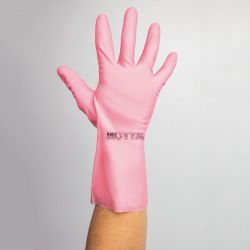 MAPA Vital 115 Liquid-Proof Light-Duty Janitorial Gloves Pink