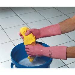 MAPA Vital 115 Liquid-Proof Light-Duty Janitorial Gloves Pink