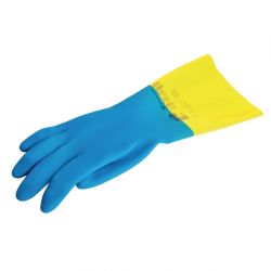 MAPA Alto 405 Liquid-Proof Heavy-Duty Janitorial Gloves Blue and Yellow