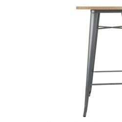 Bolero Bistro Bar Table with Wooden Top Gun Metal