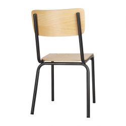 Bolero Cantina Side Chairs with Wooden Seat & Backrest Metallic Grey (4 Pack)