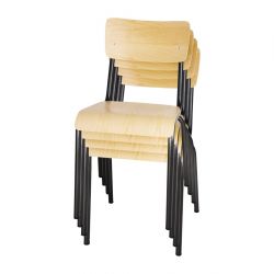 Bolero Cantina Side Chairs with Wooden Seat & Backrest Metallic Grey (4 Pack)