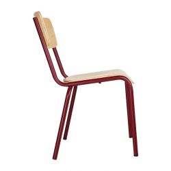 Bolero Cantina Side Chairs with Wooden Seat & Backrest Wine Red (4 Pack)