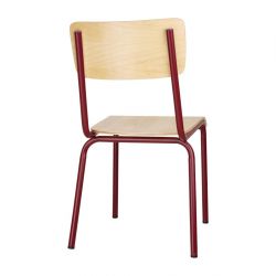 Bolero Cantina Side Chairs with Wooden Seat & Backrest Wine Red (4 Pack)