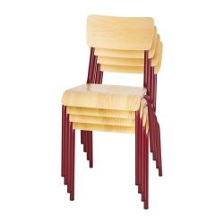 Bolero Cantina Side Chairs with Wooden Seat & Backrest Wine Red (4 Pack)