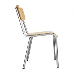 Bolero Cantina Side Chairs with Wooden Seat & Backrest Galvanised (4 Pack)