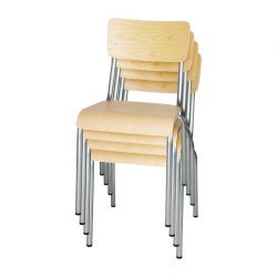 Bolero Cantina Side Chairs with Wooden Seat & Backrest Galvanised (4 Pack)