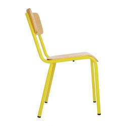 Bolero Cantina Side Chairs with Wooden Seat & Backrest Yellow (4 Pack)