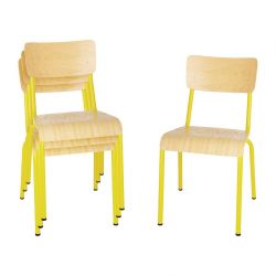Bolero Cantina Side Chairs with Wooden Seat & Backrest Yellow (4 Pack)