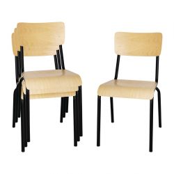 Bolero Cantina Side Chairs with Wooden Seat & Backrest Black (4 Pack)