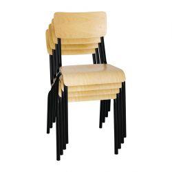 Bolero Cantina Side Chairs with Wooden Seat & Backrest Black (4 Pack)