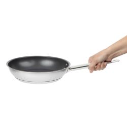 Vogue Stainless Steel Non-Stick Teflon Platinum Plus Frying Pan 24cm